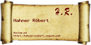 Hahner Róbert névjegykártya
