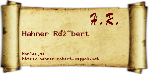 Hahner Róbert névjegykártya